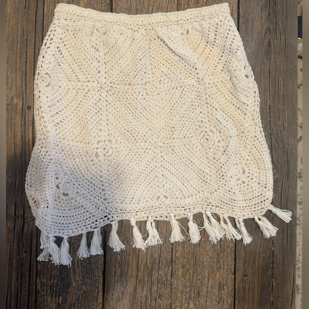 Mini lined, crocheted summer skirt - Sx XL